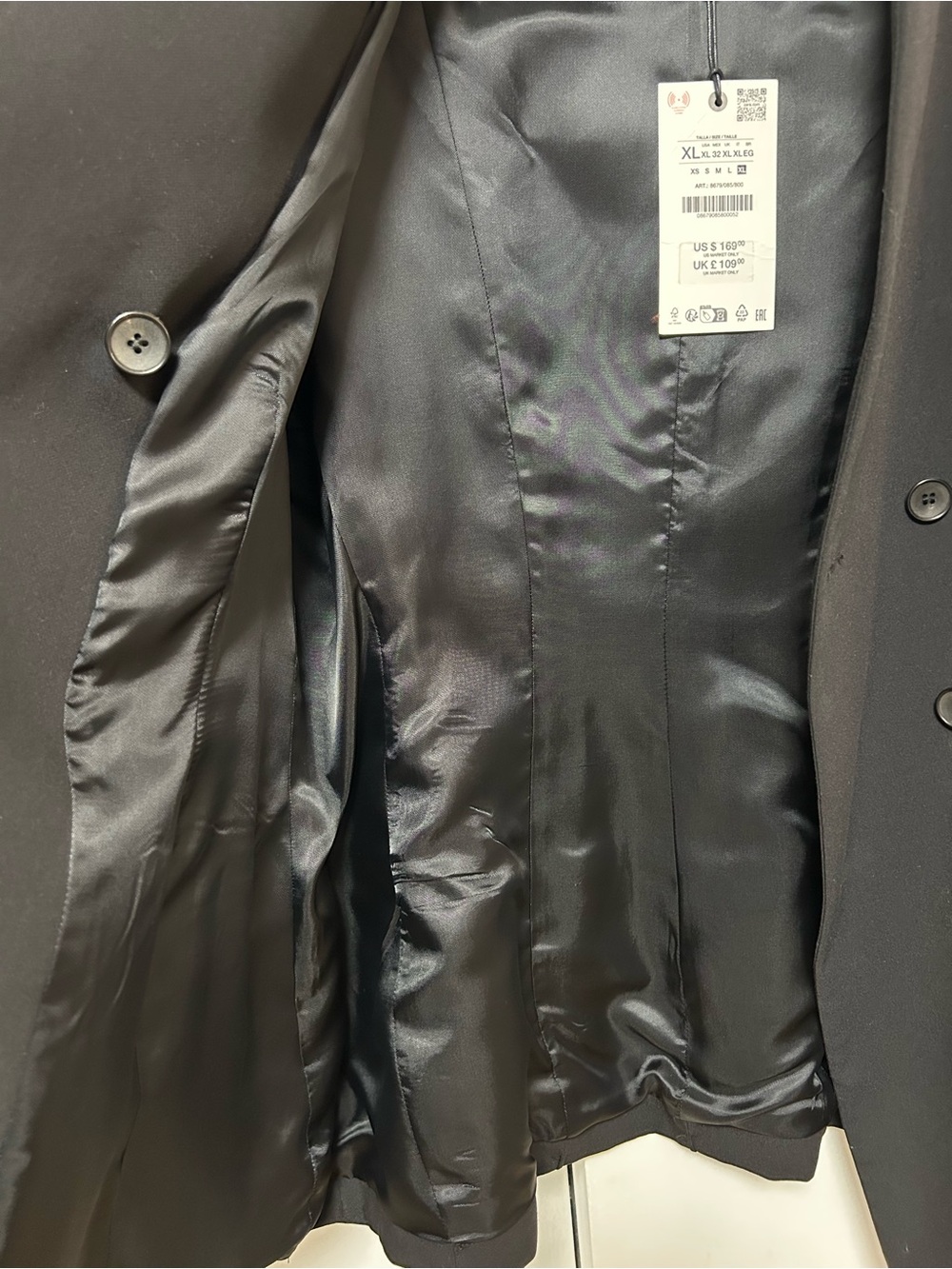ZARA ZW Collection Tailored Black Collarless Blazer - Picture 5 of 9